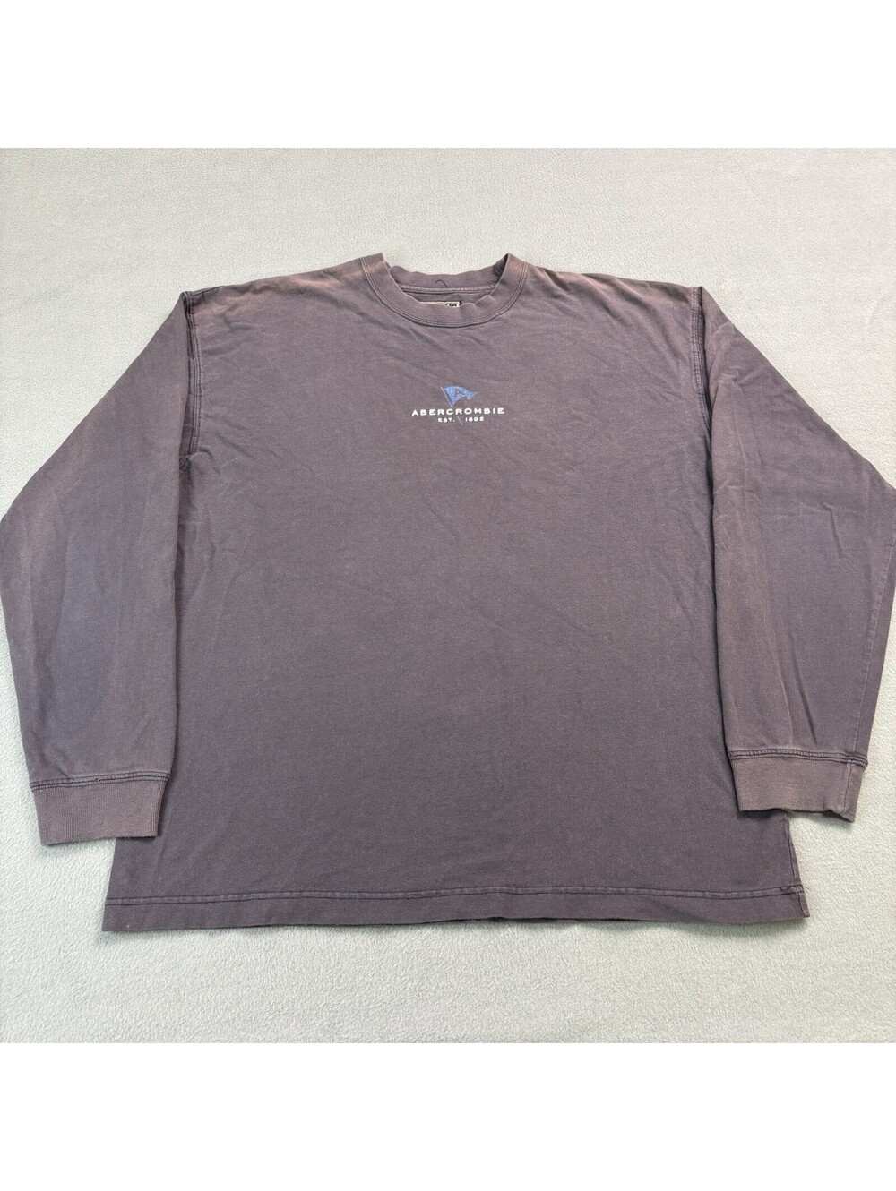 Vintage 90s Abercrombie And Fitch Long Sleeve Shirt Size Medium Gray Sun Faded
